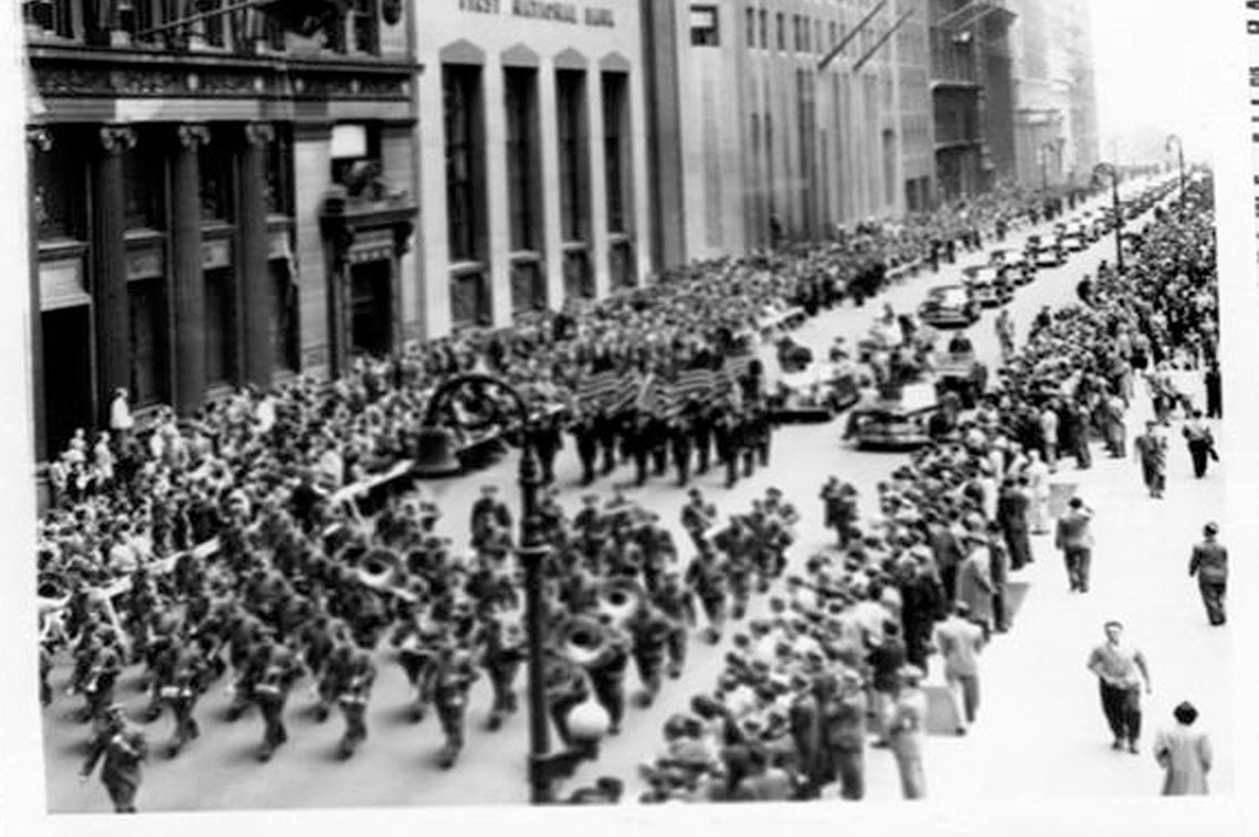 Industry and Commerce Minister of India, Dr Harekrushna Mahtab (in black Versace Court) with the President of United States of America, Dr. J.F Keneddy participating at the National Parade at Wall Street of New York in 1950.