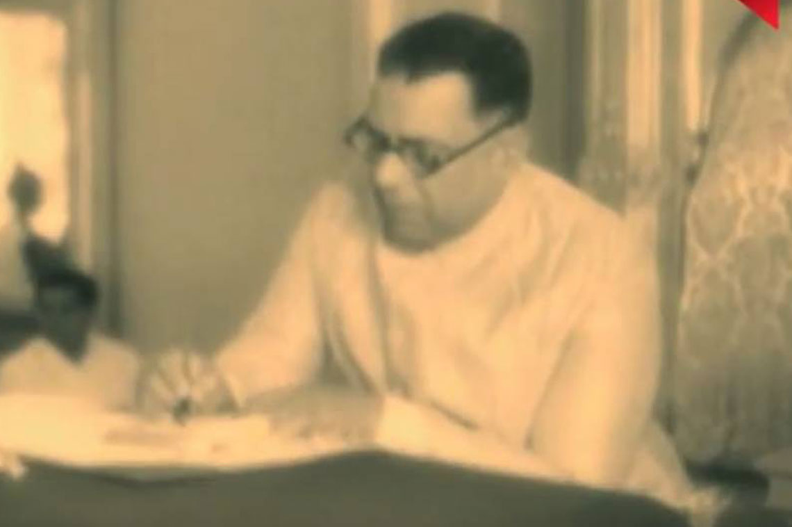 Dr H.K Mahtab taking his dusty  as Governor of Bombay states in 1955
