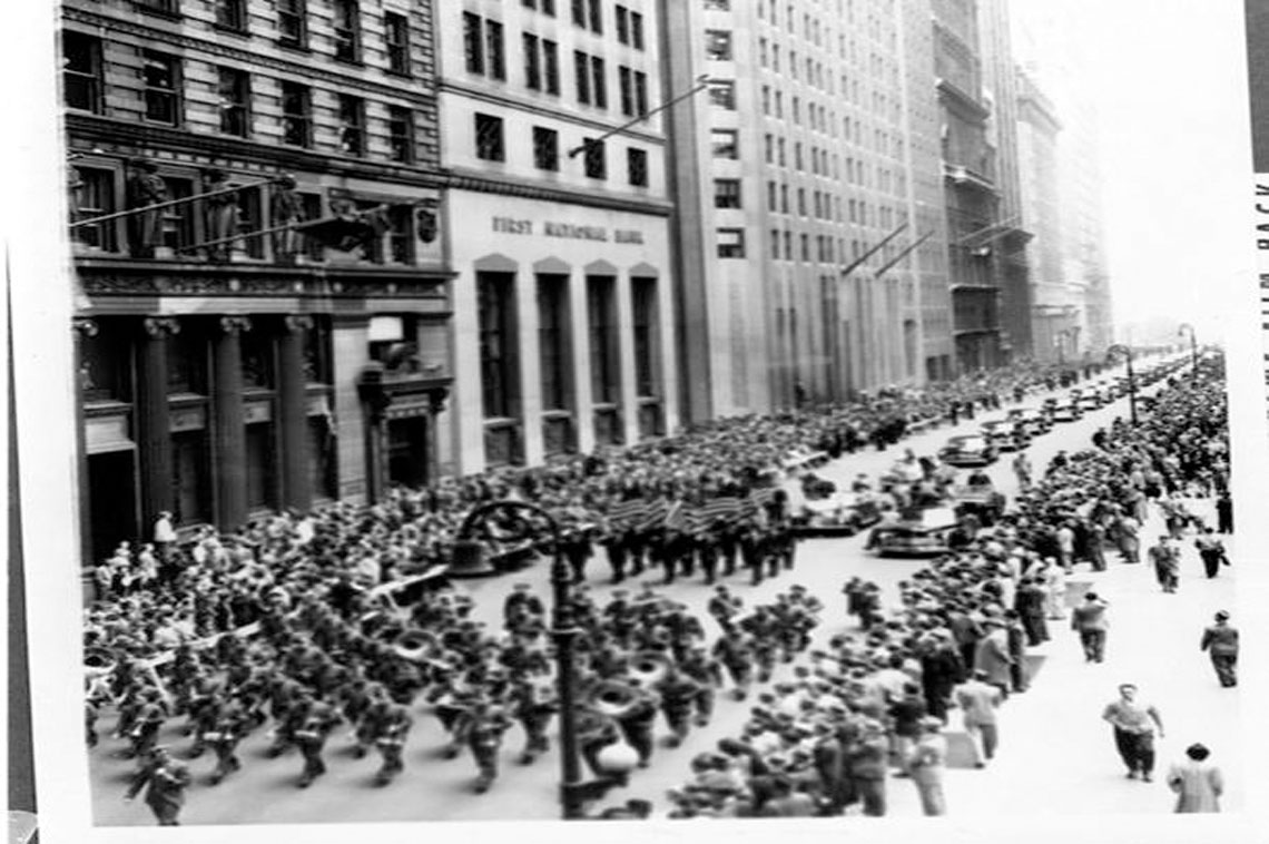 Industry and Commerce Minister of India, Dr Harekrushna Mahtab (in black Versace Court) with the President of United States of America, Dr. J.F Keneddy participating at the National Parade at Wall Street of New York in 1950.