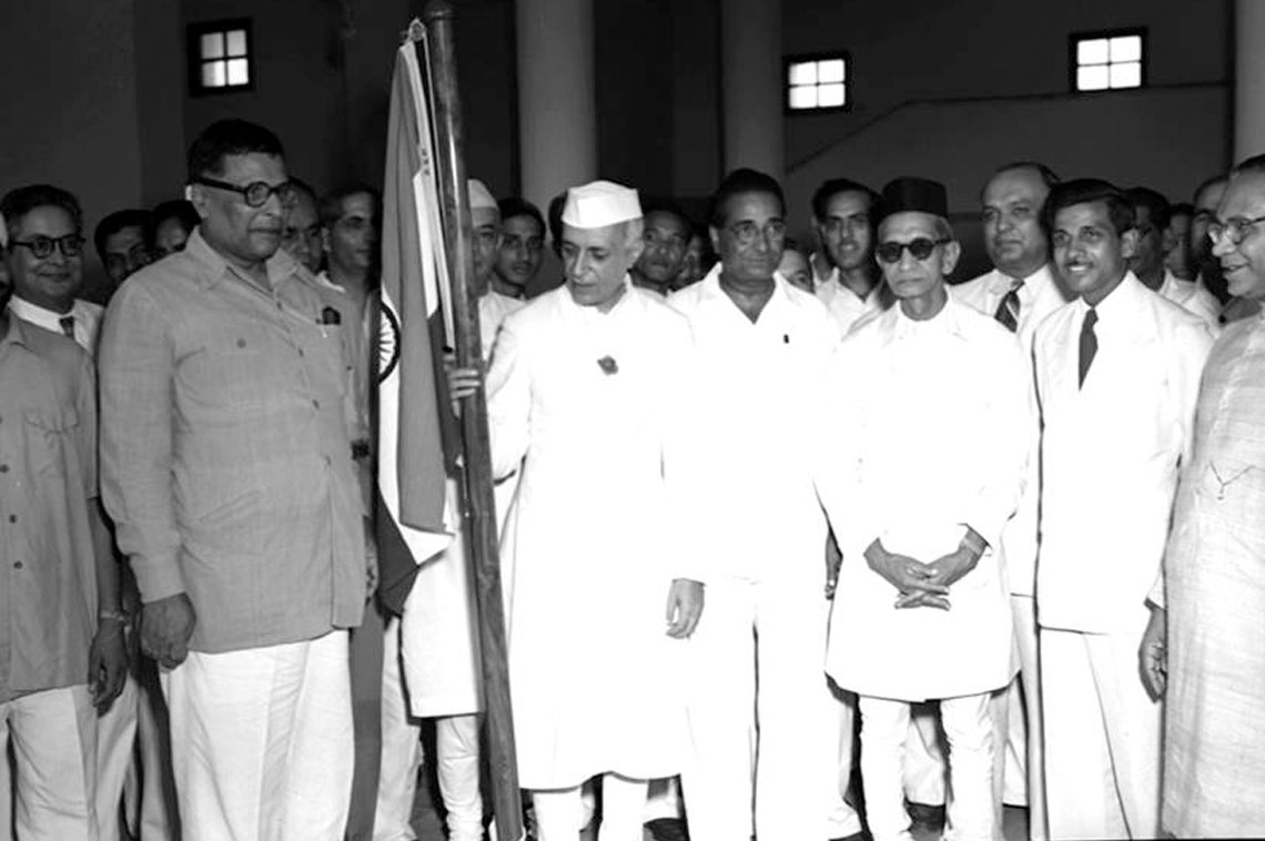 Dr H.K Mahtab along with Pandit Nehru for Flag Hoisting Ceremony at Parliament, on August 9, 1951.
