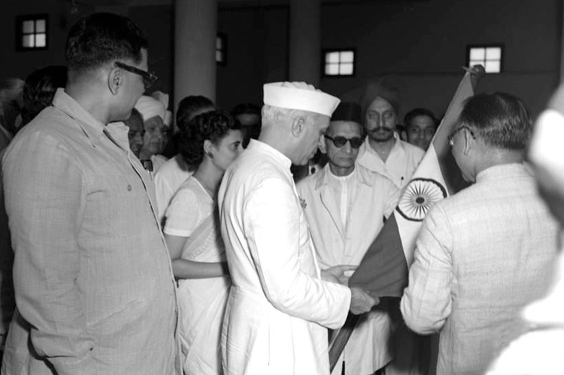 Dr H.K Mahtab along with Pandit Nehru for Flag Hoisting Ceremony at Parliament, on August 9, 1951.