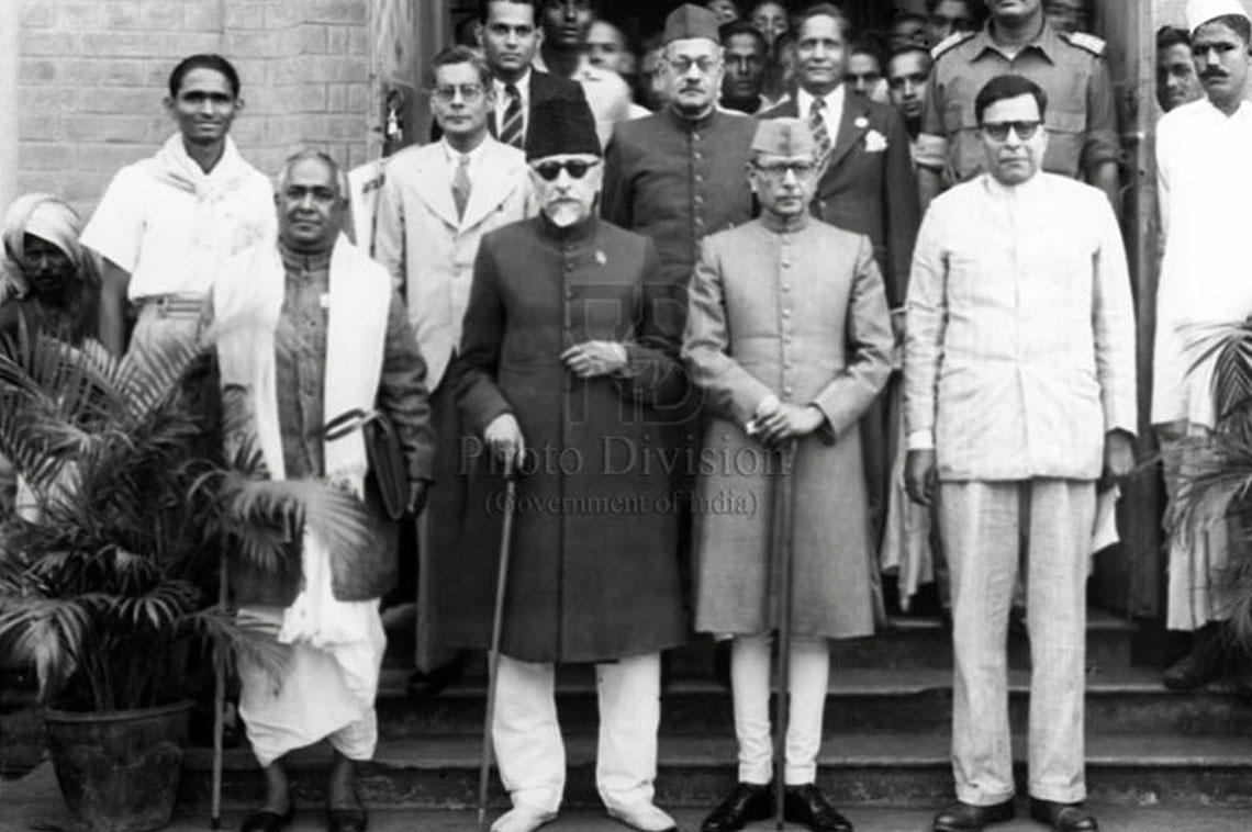 Dr H.K Mahtab with Dr Abul Kalam Azad after a Parliament Session at New Delhi on March 25, 1948  