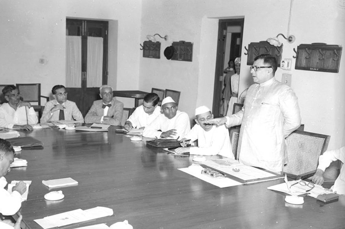 His Excellency, Governor of Bombay States Dr H.K Mahtab addressing a delegation in 1956 